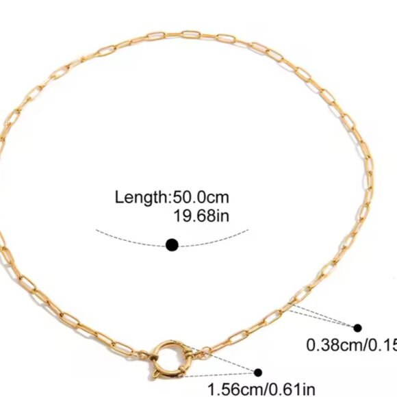 Paperclip Chain Necklace Gold Toggle Clasp Necklace Waterproof Charm Necklace - Picture 5 of 10